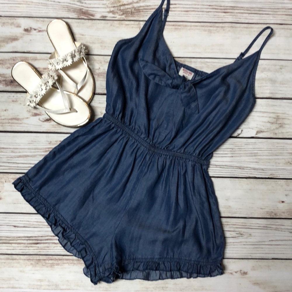 Denim Lightweight Ruffle Romper - Picture 6 of 6